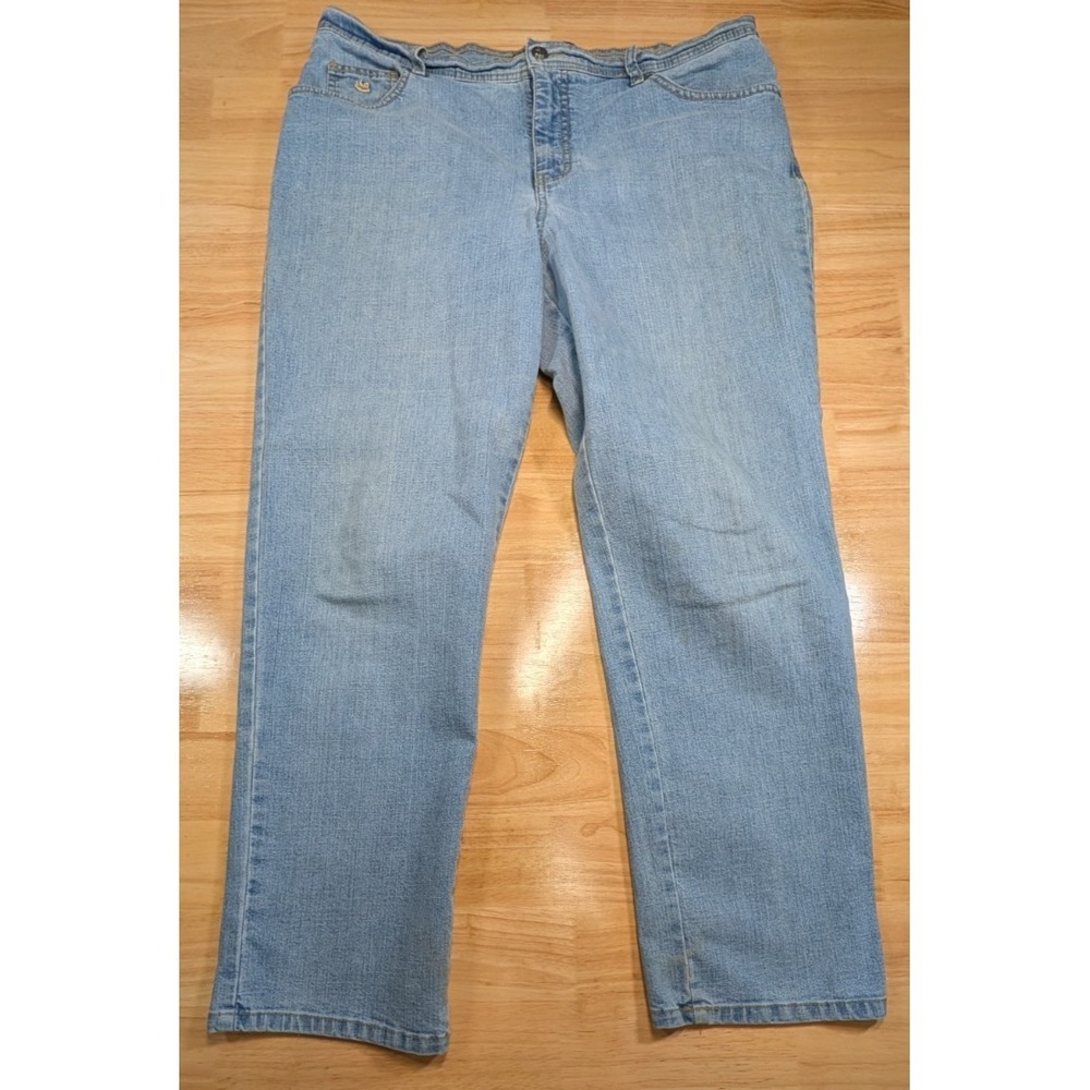 Gloria Vanderbilt Amanda Jeans Womens 16 Petite Light‎ Wash Straight Leg 34x28